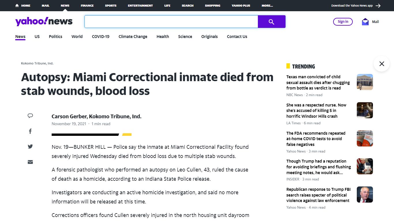 Autopsy: Miami Correctional inmate died from stab wounds ...